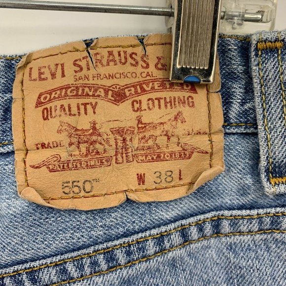 Levi 550 Denim Shorts Contruction Contractor Light Wash Jean Mens 38 - Picture 4 of 4